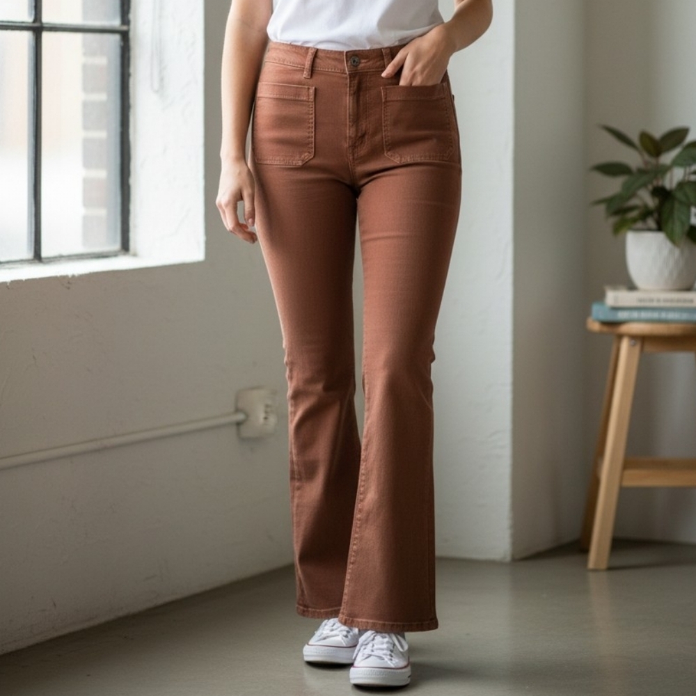 Pilcro Anthro High Rise Skinny Bootcut Jeans Womens 30 Rust Stretch Denim
